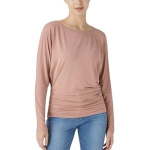 HALARA | Women’s Misty Rose Boat Neck Long Sleeve Ruched Casual Top size M  NEW